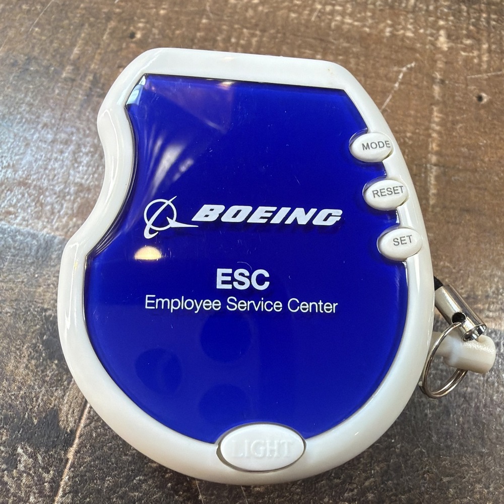 Boeing ESC Employee Service Center Digital Clock Flashlight Pedometer Clip Vtg